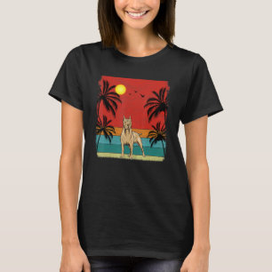 Beach Coconut Tree Retro Graphic Pitbull Dog Sum T-Shirt
