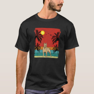 Beach Coconut Tree Retro Graphic Pitbull Dog Summ T-Shirt