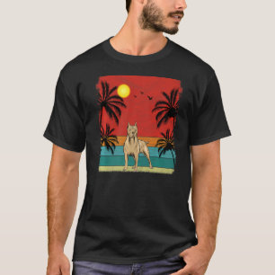 Beach Coconut Tree Retro Graphic Pitbull Dog Summ T-Shirt