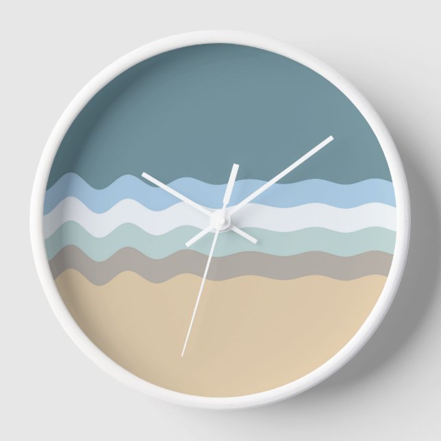Beach Colour- Light Brown Sand Beige Turquoise Blu Clock (Front)