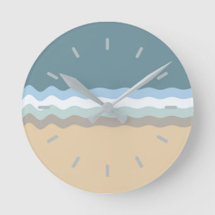 Beach Colour- Light Brown Sand Beige Turquoise Blu Round Clock