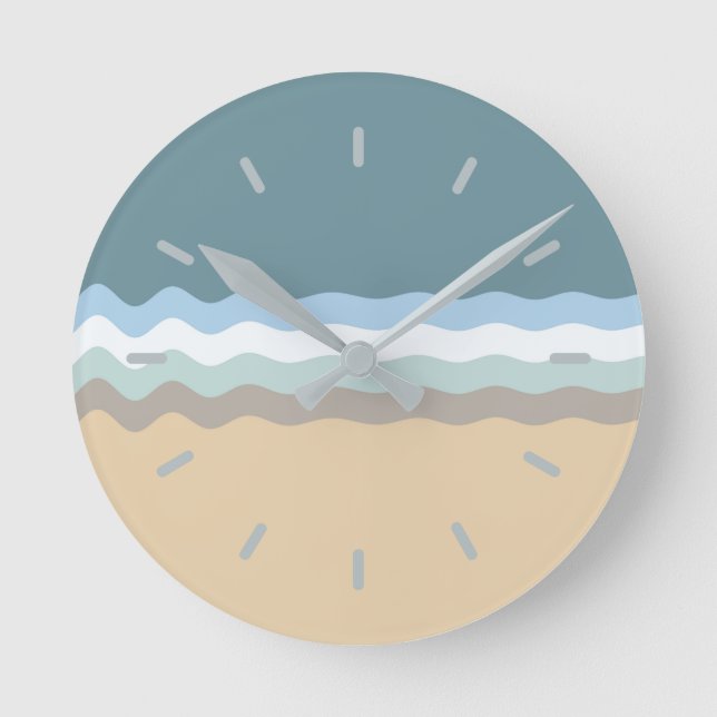 Beach Colour- Light Brown Sand Beige Turquoise Blu Round Clock (Front)