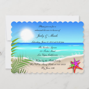 Beach Colourful Starfish Rehearsal Dinner Invite