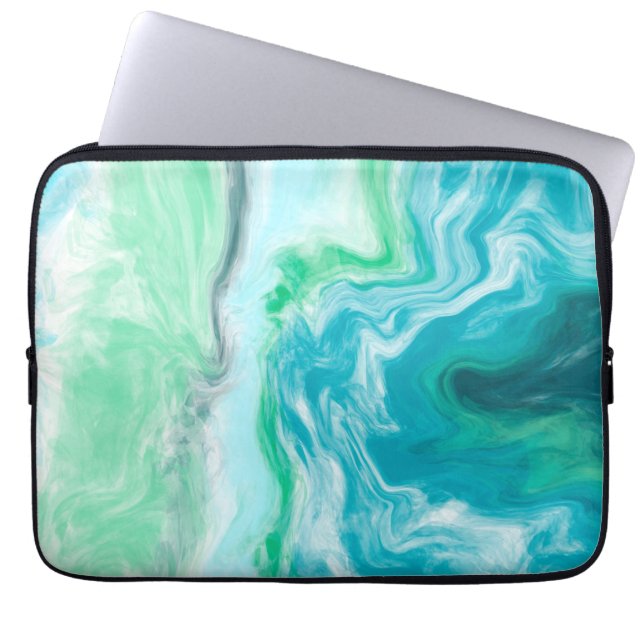 Beach Colours Blue and Turquoise Ocean Waves Laptop Sleeve (Front)