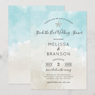 Beach Colours Couples stock the bar wedding shower Invitation