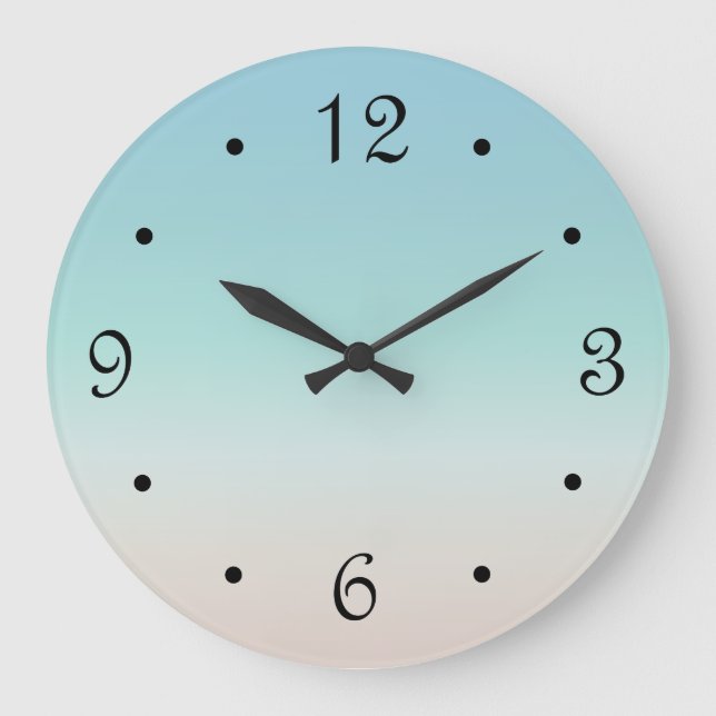 Beach Colours Gradient Minimal Coastal Turquoise Large Clock (Front)