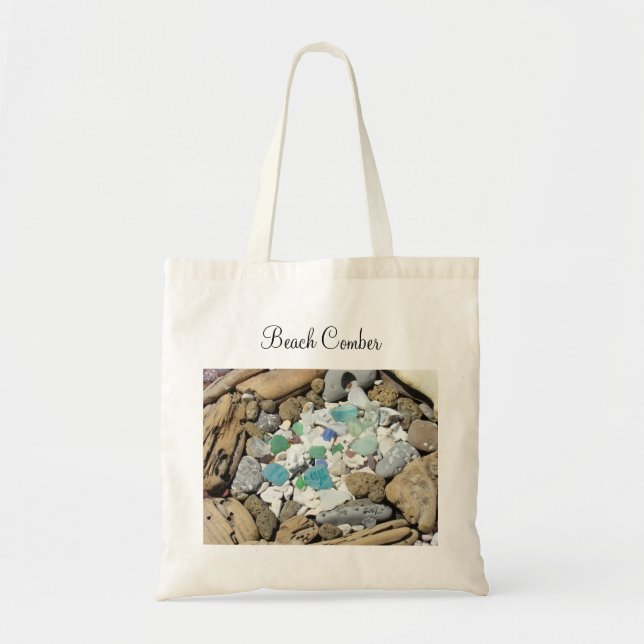 Beach Comber tote bags Sea Glass Driftwood totes (Front)