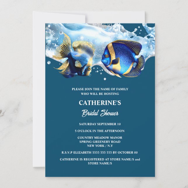 Beach coral reef fish under the sea scuba invitation (Front)