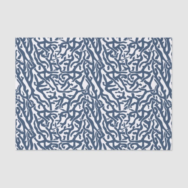 Beach Coral Reef Pattern Nautical Navy White V2 Tissue Paper (Front)