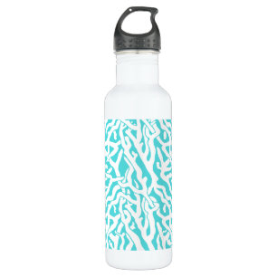 Beach Coral Reef Pattern Nautical White Blue 710 Ml Water Bottle