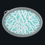 Beach Coral Reef Pattern Nautical White Blue Belt Buckle<br><div class="desc">This pretty ocean / beach-inspired repeating nautical pattern looks like an intricately-woven coral reef in white on a beachy - blue background. The elegant coral reef pattern is done in a stencil look. The colour of blue is reminiscent of bright, clear tropical seas. This simple, modern design is perfect for...</div>