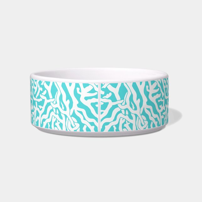 Beach Coral Reef Pattern Nautical White Blue Bowl (Back)
