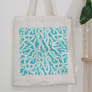 Beach Coral Reef Pattern Nautical White Blue Tote Bag