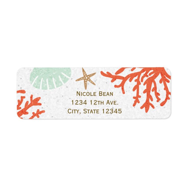 Beach Coral Reef Sea Shell Starfish Address Labels (Front)