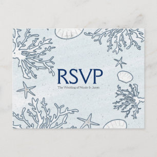 Beach Coral Reef Sea Shell & Starfish RSVP Card