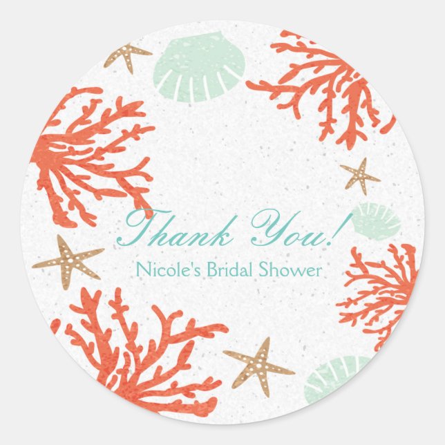 Beach Coral Reef Sea Shell & Starfish Stickers (Front)
