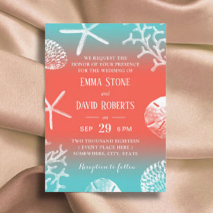 Beach Coral Reef Starfish Tropical Wedding Invitation