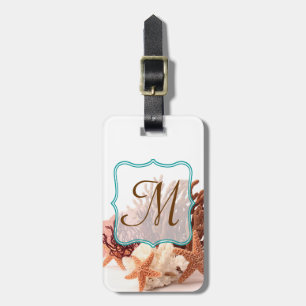 Beach Coral Star Fish Sand Monogram Luggage Tag