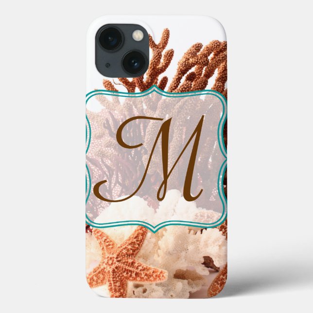 Beach Coral Star Fish Sand Ocea Monogram IPAD Case (Back)