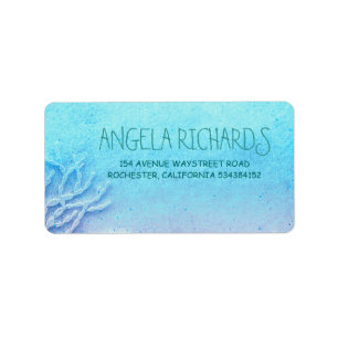 Beach Coral Turquoise Wedding Label