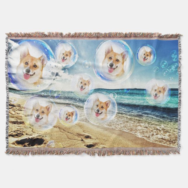 Beach Corgis Throw Blanket (Front)