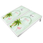 Beach Cottage Flamingo Custom Cornhole Set
