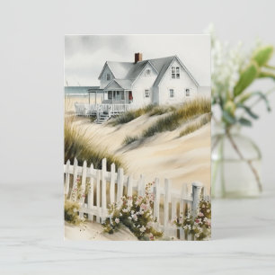 Beach Cottage Flat Greeting Card