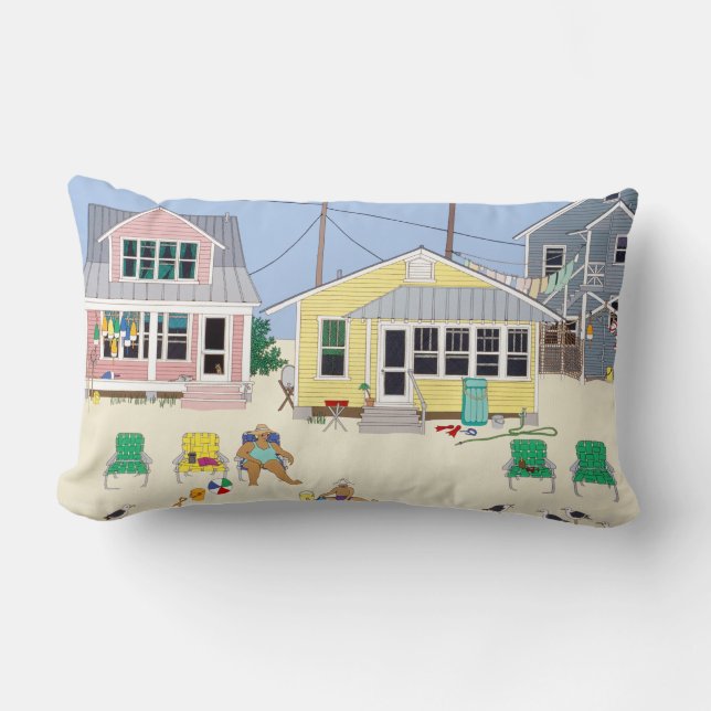 Beach Cottage Throw Pillow (Front)