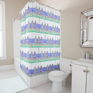 Beach Cottage Trio Shower Curtain