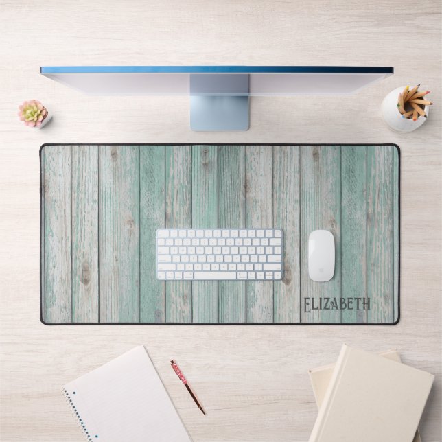 Beach Cottage Wood Personalised Desk Mat (Office 1)
