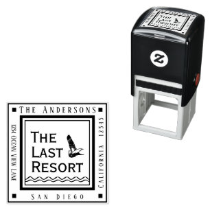 Beach Cottage Your Name and Address Square Self-inking Stamp