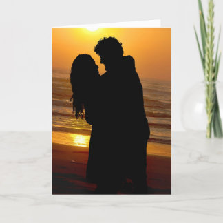 beach couple embrace card