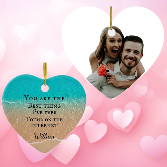 Beach couple photo Valentine Ceramic Tree Decoration (Creator Uploaded)