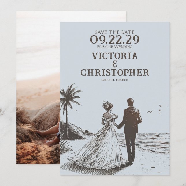 Beach Couple Save the Date (Front/Back)
