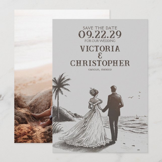 Beach Couple Save the Date (Front/Back)