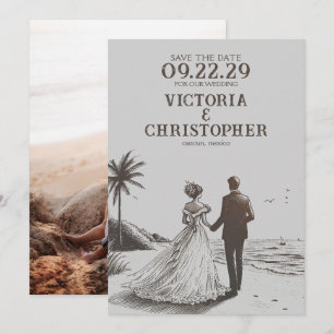 Beach Couple Save the Date