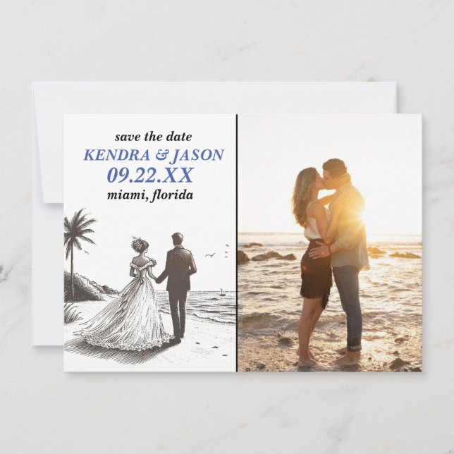 Beach Couple Save the Date Invitation (Front)