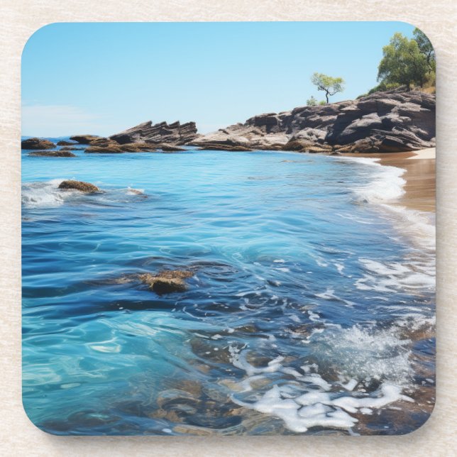 Beach Cove Painting Beverage Coaster (Front)