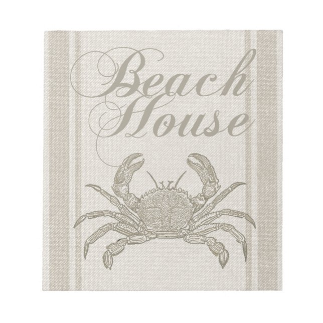 Beach Crab House Shore Coastal Art Notepad (Front)