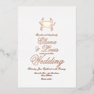 Beach Crab Wedding Pressed Foil Invitation