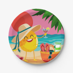 “Beach Crazy” Round Paper Plate