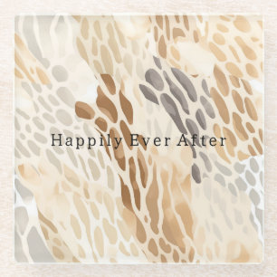 Beach Cream Abstract Animal Glass Coaster