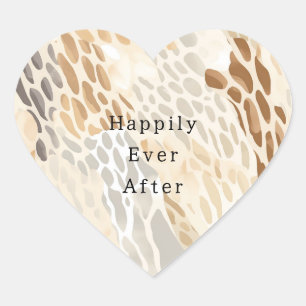 Beach Cream Abstract Animal Wedding Heart Sticker