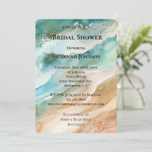 Beach Cream Aqua Ocean Bridal Shower Invitation
