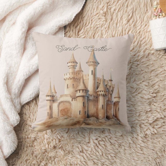Beach Cream Sand Castle Cushion (Blanket)