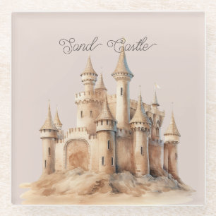 Beach Cream Sand Castle Glass Coaster