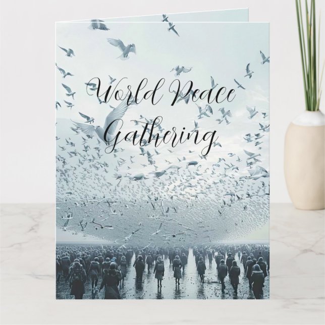 Beach crowd peace dove photo card (Front)