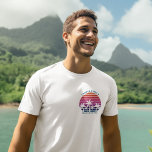 Beach Cruise Custom Family Reunion Pocket Logo T-Shirt<br><div class="desc">Cool matching family vacation t-shirts for a dad,  mum,  sister,  and brother to wear on an island cruise. Features beautiful palm trees in front of a pretty pink beach sunset. Perfect custom tees for your summer trip to the sea.</div>