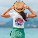 Beach Cruise Custom Family Reunion Pocket Women's T-Shirt<br><div class="desc">Cool matching family vacation t-shirts for a dad, mum, sister, and brother to wear on an island cruise. Features beautiful palm trees in front of a pretty pink beach sunset. Perfect custom tees for your summer trip to the sea. Customise with your name on the front and family reunion text...</div>