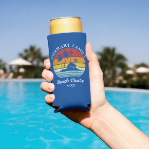 Beach Cruise Retro Family Coastal Vacation Seltzer Can Cooler